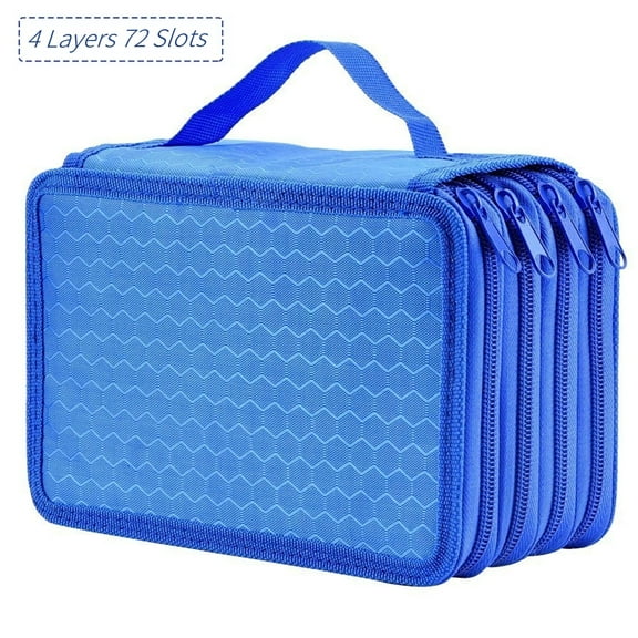 72 Slots Pencil Case, TSV Handly Multi-Layer Pen Pouch Organizer for Colored Pencils, Watercolor Pens, Gel Pen - Blue