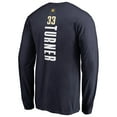 thumbnail image 3 of Men's Myles Turner Navy Indiana Pacers Long Sleeve Backer Name and Number T-Shirt, 3 of 3