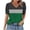 Army Green, variant on Turilly Women's Puff Sleeve Color Block Top Fashion Ladies V-Neck Button Detail Summer T-Shirt
