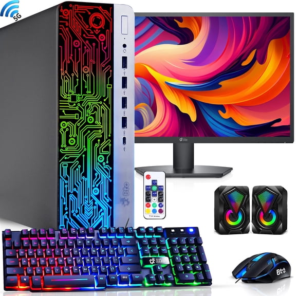 Restored HP Desktop Computer PC Bundled with BTO RGB Premium Upgrades, Intel Core i7-6700 6th Gen. 32GB DDR4 Ram, 1TB SSD, 24" LED Screen, RGB Set, Built-in Wi-Fi & BT, Windows 11 Pro (Refurbished)