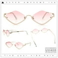 thumbnail image 2 of Womens Upside Down Half Rim Diamond Shape Rimless Metal Frame Sunglasses Gold - Pink, 2 of 8