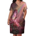 thumbnail image 3 of Womens Casual Dresses Pink Butterfly Blooms Sunlit Garden Short Sleeve Dress Summer Dresses for Women 2025, 3 of 6