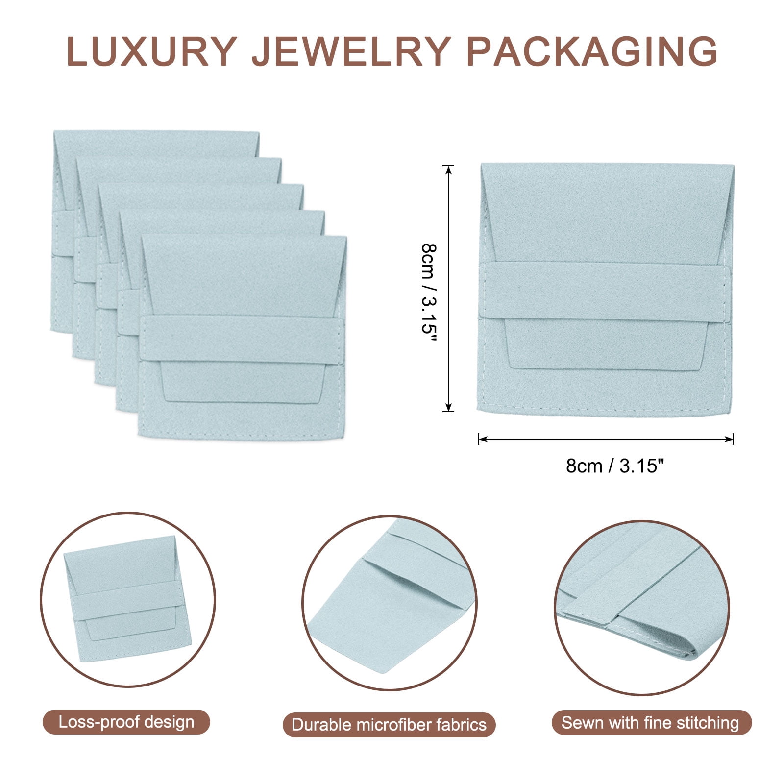 Unique Bargains Microfiber Mini Jewelry Pouch Packaging Bag with Band 2.7"x2.5" Blue