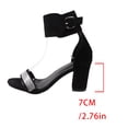 thumbnail image 6 of Rokment Womens Sparkly Rhinestones Dressy Sandals High Heels for Ladies Bride Wedding Fashion Glitter Black Suede Open Toe Chunky Block Heeled Ankle Strap Summer Dress Pumps A Size 6, 6 of 6