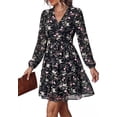 thumbnail image 6 of PRETTYGARDEN Women Floral Long Sleeve Mini Dress | Fall Wedding Guest Dresses, V Neck, Fit & Flare, Ruffle Hem A-Line, Short Chiffon Dress, Elegant Holiday Party, Date Outfits, 6 of 9