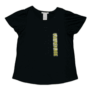 Philosophy Women's Flutter Sleeve Scoop Neck Shirt (Black, XL)