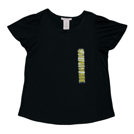 Philosophy Women's Flutter Sleeve Scoop Neck Shirt (Black, XL)