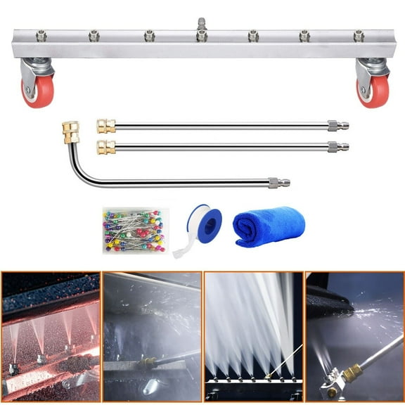 iMeshbean 39 inch Undercarriage Pressure Washer Surface Cleaner 4000 PSI Water Broom Power Sweeper w/ 7 Nozzles & 1pc Straight Extension Wand & 1pc 90 Degree Angled Wand (Upwards-Nozzle Facing UP)