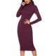 thumbnail image 1 of Vestido De Suéter De Punto De Cuello Alto, Elástico Ajustado, Clásico, Cuello Alto, Manga Larga, Suéter, Color Sólido, Suave, Cálido, Básico Para Fiesta, Fecha Para Invierno Cergrey Vino Tinto XL, 1 of 6