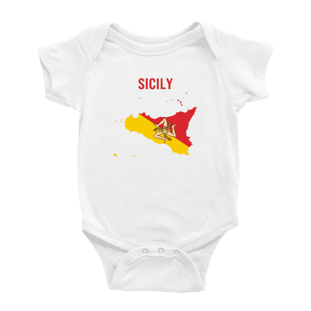 

Sicily Map Flag Cute Baby Jumpsuits Newborn Clothes (White 3-6 Months)