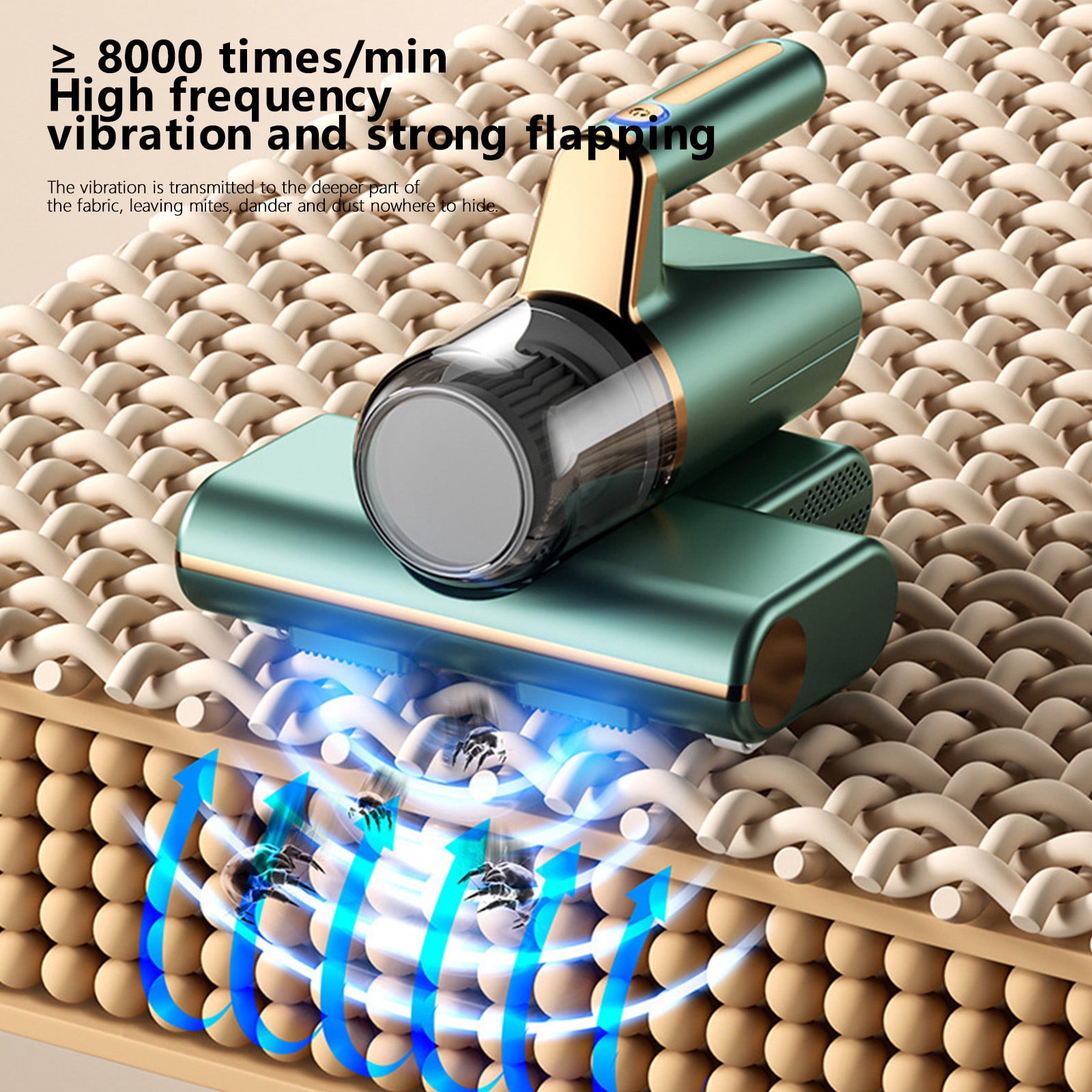 HBYJLZYG Vacuum Cleaner Bed Vacuum Cleaner, Mattress Vacuum Cleaner 8KPa Handheld Deep Mattress Cleaner High-Frequency Double Beat, Suitable For Bedding, Sofa, Other Fabric Surfaces