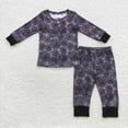 thumbnail image 1 of Conjunto de ropa de dormir para niños pequeños, conjunto de mallas y pantalones de Halloween, fantasma, Horror, púrpura, a rayas, otoño, 1 of 2