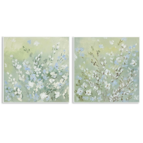 Stupell Industries Wispy Willows Blooms Floral & Botanical Painting Unframed Art Print Wall Art, 12 x 12, Set of 2