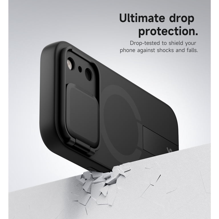 SURITCH Magnetische beschermhoes, compatibel met iPhone 17 Pro Max, schokabsorberend, met camera-afdekking en verstelbare standaard, zwart SURITCH Magnetische beschermhoes, compatibel met iPhone 17 Pro Max, schokabsorberend, met camera-afdekking en verstelbare standaard, zwart