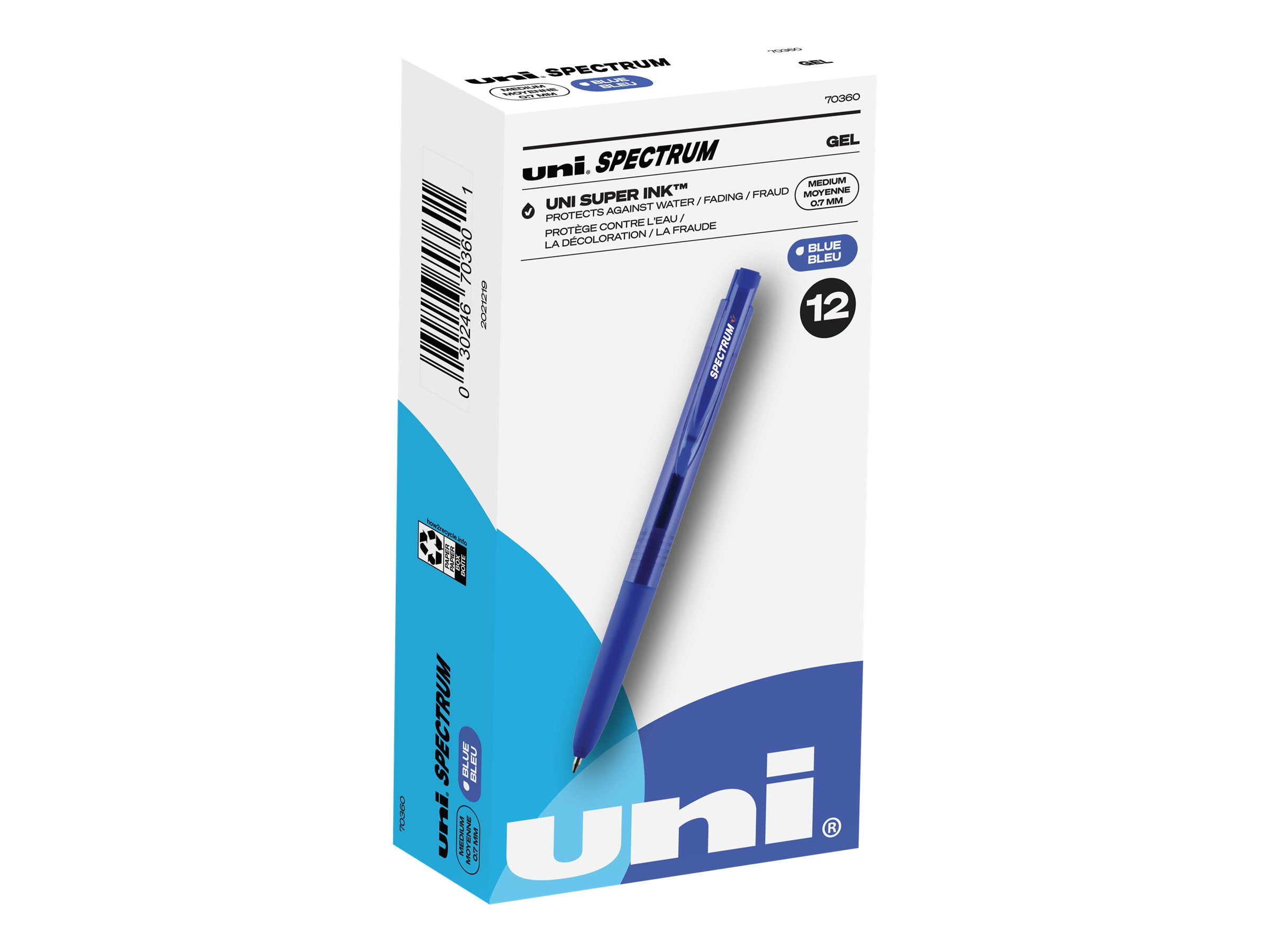 Uni-Ball UBC70360 0.7 mm Spectrum Gel Pen, Blue - Pack of 12