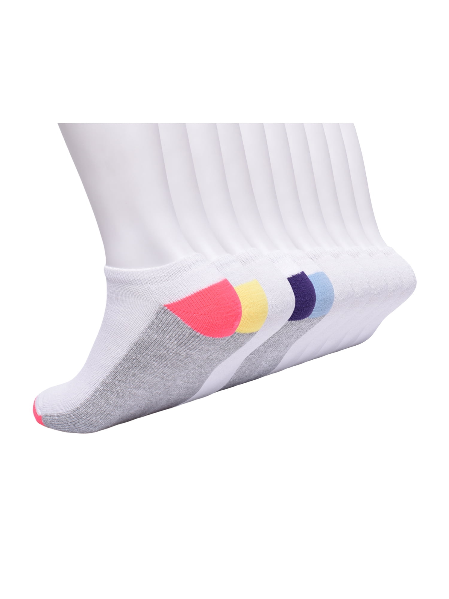 Wonder Nation Girls Cushioned No Show Socks, 10-Pack, Sizes S (6-10.5) - L (4-10)