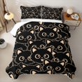 thumbnail image 2 of Manfei Simple Kitten Bed Spread Queen, Beige Line Cat Queen Coverlet Set, Black Orange, 3pcs, 1 Quilt and 2 Pillowcases, 2 of 7