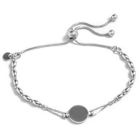 PORI Jewelers Sterling Silver Round Flat Plate Adjustable Bracelet