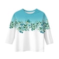 thumbnail image 4 of YOUYEDIAN Girls 3/4 Sleeve Tops Kids Spring Summer Crew Neck Shirts Toddler Casual Lightweight Cute Blouses Clothes (Sky Blue, 8-9 Years), 4 of 4