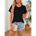 thumbnail image 3 of Frontwalk Womens Tops Ladies Summer Tops Short Sleeve Comfortable T-shirt Crew Neck Black 2XL, 3 of 9