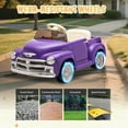 thumbnail image 6 of 12V Ride on Toys, Licensed Chevrolet 3100 Powered Ride on Cars with Remote Control, Bluetooth, Music, USB Ports, LED Lights, 4 Wheels Suspension, Electric Car for Kids Boys Girls Ages 3-6, Purple, 6 of 9