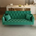 thumbnail image 3 of 71" Convertible Sofa Bed Folding Velvet Sofa with Adjustable Backrest in Green, 3 of 9