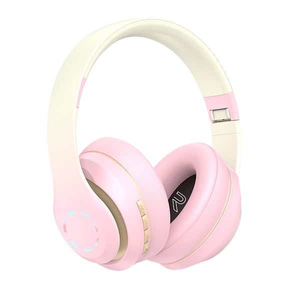 Kids Headphones Bluetooth 5.3 Wireless Volume Limited 85/94dB Hearing Protection Over Ear,68 Hours Playtime Foldable Lightweight Headset with Built-in Mic for Toddler Child Travel School,Pink