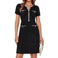 thumbnail image 1 of Vestido GRACE KARIN con cuello en V y manga corta, color negro, 1 of 6