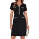 thumbnail image 1 of Vestido GRACE KARIN con cuello en V y manga corta, color negro, 1 of 6