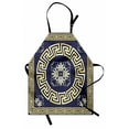 thumbnail image 1 of Greek Key Apron Meander with Spring Inspired Floral Detail Rich and Retro Entangled Maze, Unisex Kitchen Bib Apron with Adjustable Neck for Cooking Baking Gardening, Dark Blue Yellow, by Ambesonne, 1 of 3