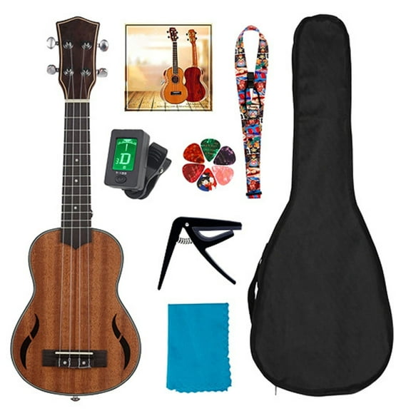 Wood Ukulele for Beginners 21 Inch Wood Ukelele Kits for KidsAdu1tStudent Starter Professional Ukulele Set with Bag