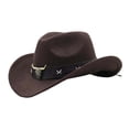 thumbnail image 3 of OOOUM Felt Kids Cowboy Hat For Boys Girls Western Leather Band Sun Hat Outdoor Play Party Western Hat Coffee, 3 of 4