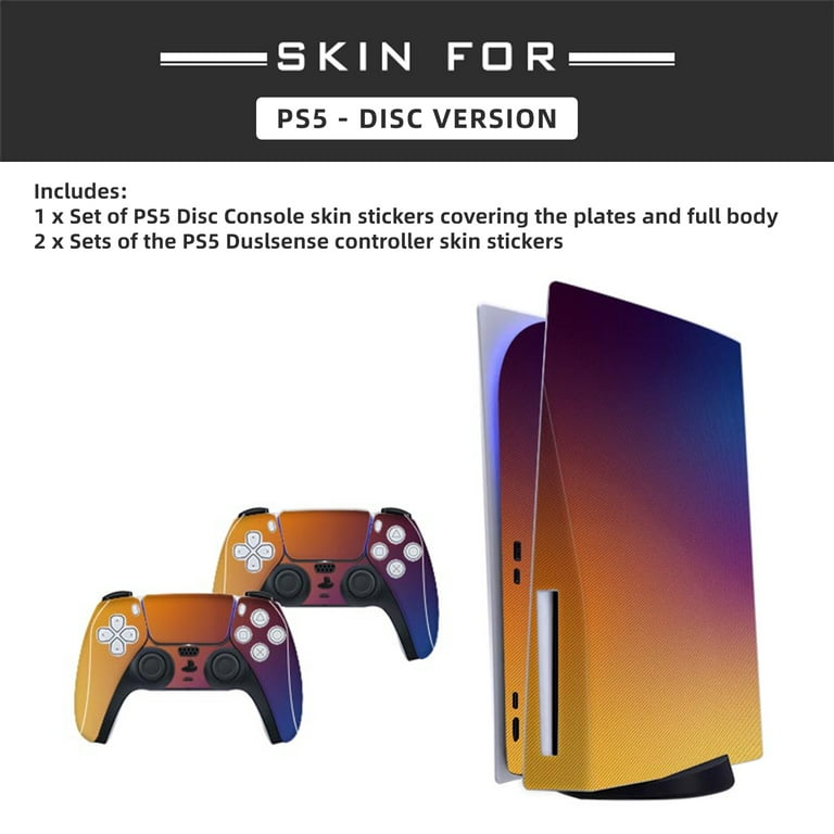 PlayStation 5 New 825GB SSD Console Disc Drive Version with Wireless  Controller and Mytrix Purple Orange Fade Full Body Skins for PS5 Disc  Edition
