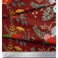 thumbnail image 3 of Soimoi Red Cotton Duck Fabric Leaves & Poppy Floral Printed Craft Fabric by the Yard 42 Inch Wide, 3 of 3
