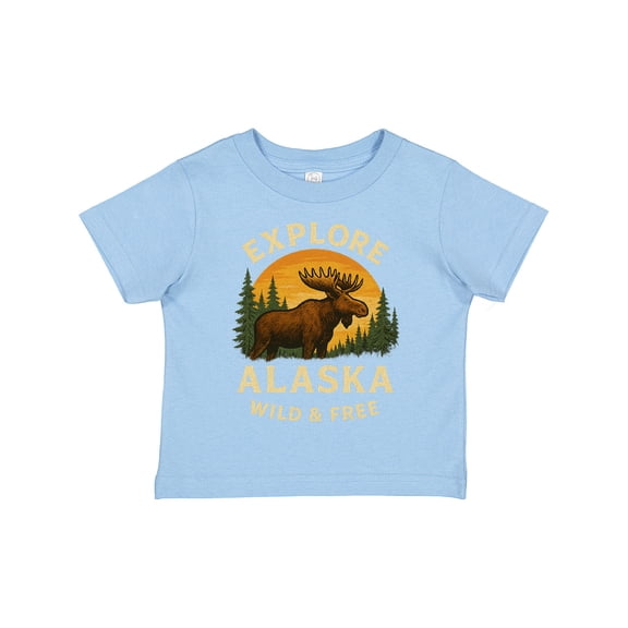 Inktastic Explore Alaska Wild & Free Moose Nature Boys or Girls Toddler T-Shirt