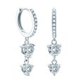thumbnail image 4 of Pendientes de aro Pendientes colgantes Mujer Pendientes colgantes estéticos Pendientes de diamantes de imitación para boda Uso diario Cumpleaños Día d Plata, 4 of 8