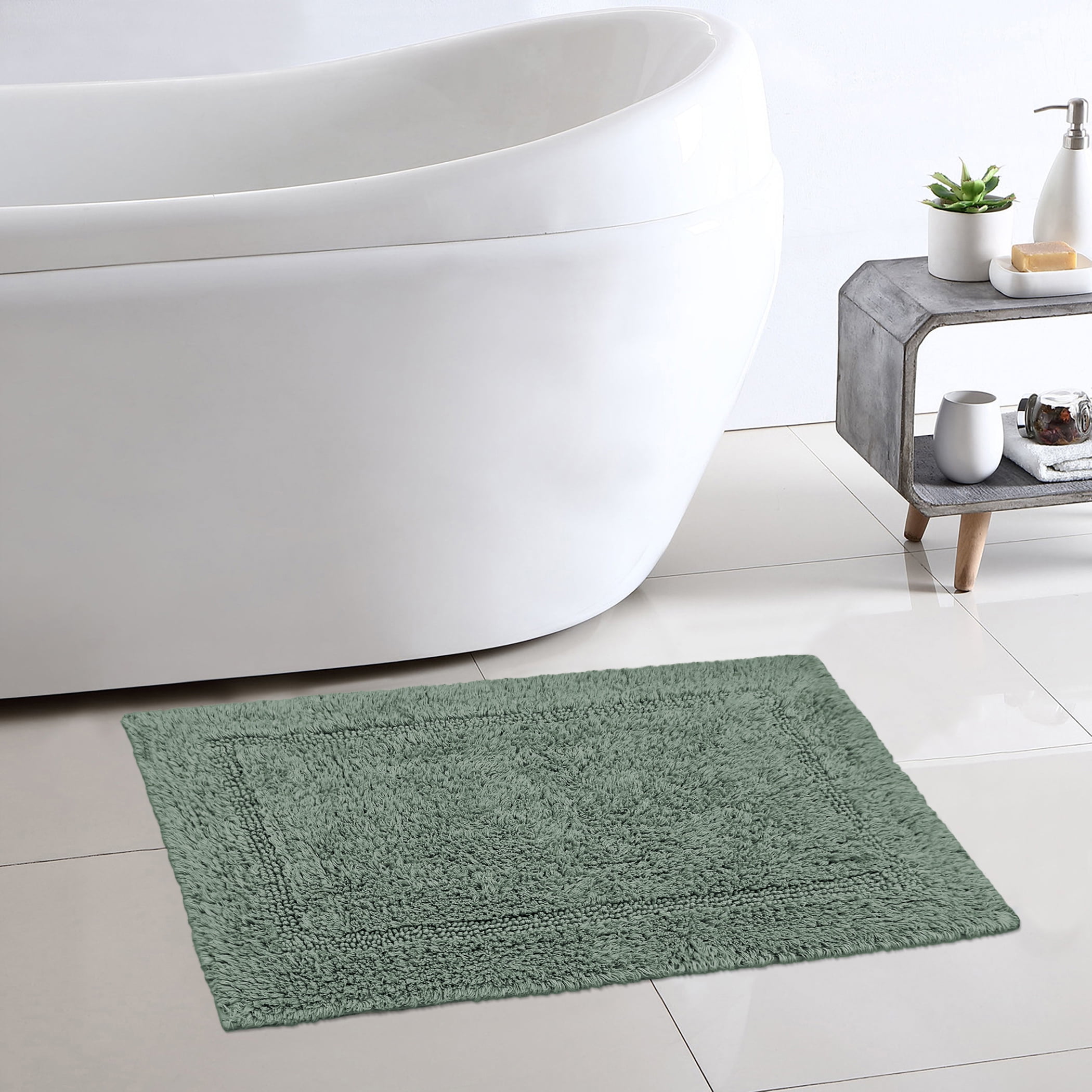 Better Homes & Gardens Cotton Reversible Bath Rug, Green River, 17" x 24"