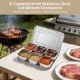 Condiments Container Big 6-Compartment Condiment Containers, 13.4 in Stainless Steel Yakumi Pans ...