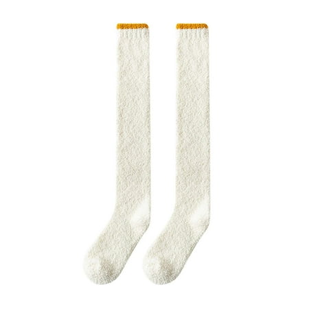 

Mens Socks Autumn Winter Women Home Thick Warmth Coral Fleece Knee-pad Stockings Heated Socks No Show Socks Womens Warm Socks for Women White