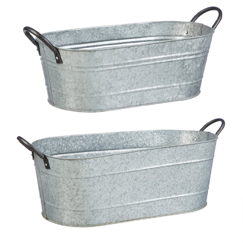 Galvanized Container, Set of 2