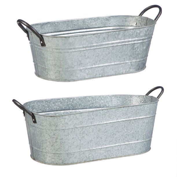 Galvanized Container, Set of 2
