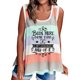 thumbnail image 1 of Moda mujer verano suelta sin mangas colorblock rayas letra impresión camiseta sin mangas Pompotops lopia993455, 1 of 6