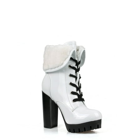 

Ochotoros Lace Up Women s Booties in White