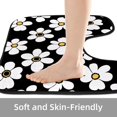 thumbnail image 4 of PhooArto Toilet Lid Cover and U-Shaped Toilet Floor Mat Set of 2 Pieces, Chamomile Flowers Pattern Toilet Mat Set, Machine Washable Seat Covers Non-Slip Absorbent Rugs, 4 of 6