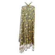 Mogul Silk Sari Wrap Around Skirt Black Printed Two Layer Reversible Skirts Beach Dress