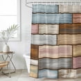 thumbnail image 6 of Polyester Fabric Brown Pink Vintage Shower Curtain, Retro Farmhouse Elegant Pastoral Waterproof Bathtub Curtain Bathroom Decor Set with Hooks 66 x 72 Inches, 6 of 6