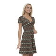 thumbnail image 1 of Women’s A Line Aztec Summer Dress, Retro Triangle Arrangement, Cross Wrap V Neck, 6 Sizes, by Ambesonne, 1 of 2