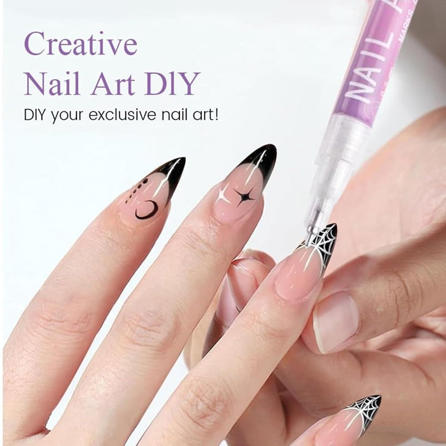 12 Colors Nail Art Pens Set,0.5mm/0.01in Fine Metal Tip,Quick-Dry Water-Based Pigment for Strong Coverage,Non-Toxic & Safe for DIY Gel Nail Design Drawing & Painting