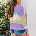 thumbnail image 3 of asdoklhq Womens Plus Size Clearance,Stripes Patchrk Long Sleeves Casual Sweater Blouse Tops, 3 of 9
