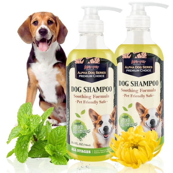 Alpha Dog Series Flea and Tick Dog Shampoo, Hypoallergenic Sensitive Skin Formula, Tear-Free and pH Balanced, 26.4 oz Bottles, 2 Pack